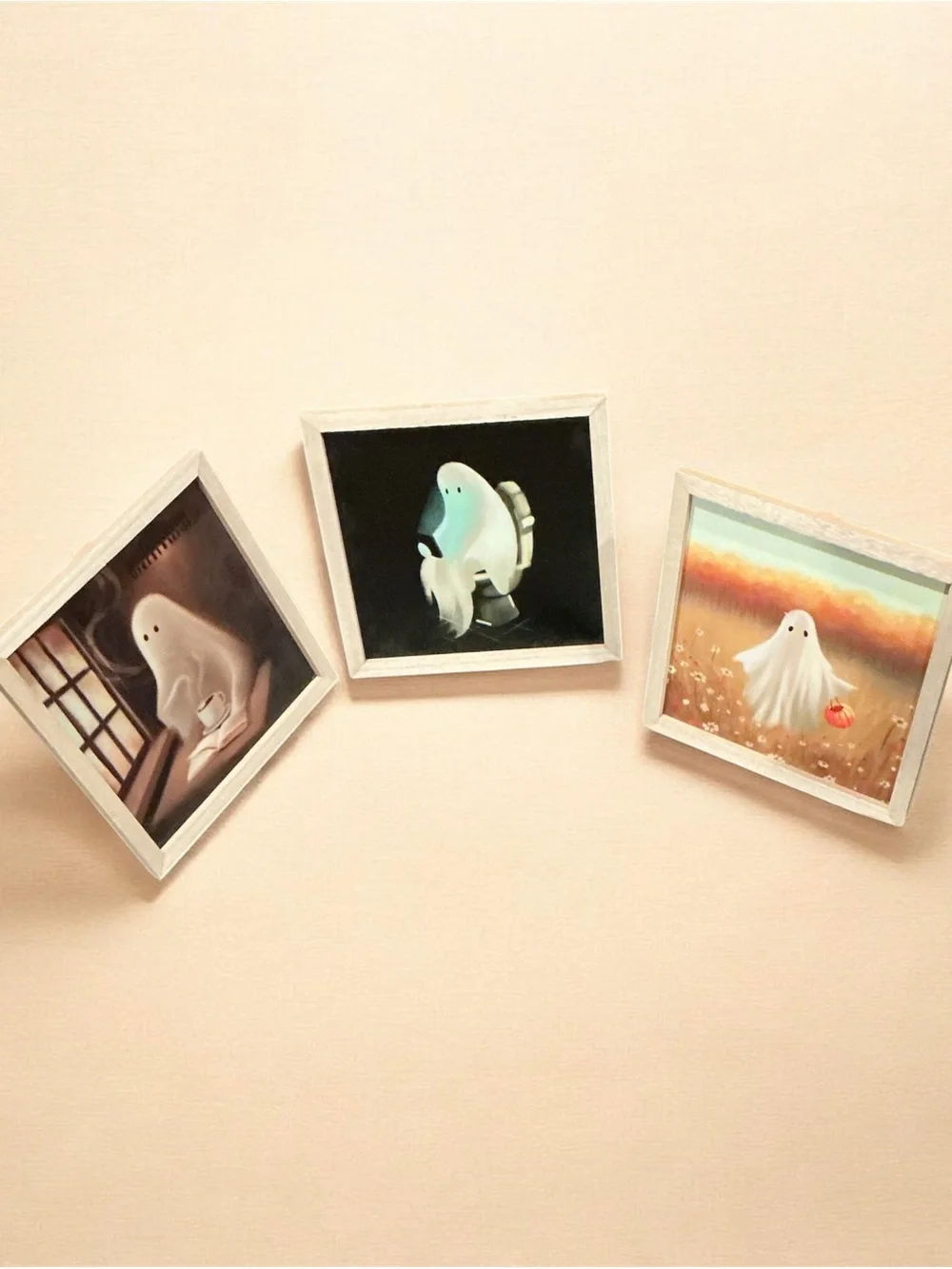 Ghost Illustration Framed Art Print - White Ghost
